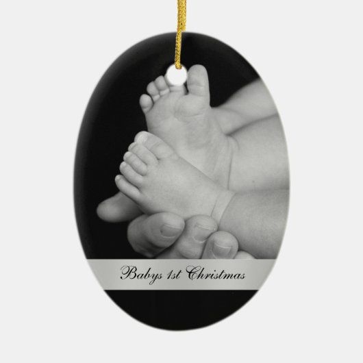 Eerste kerstversiering voor zwarte en witte baby's keramisch ornament (Voorkant)