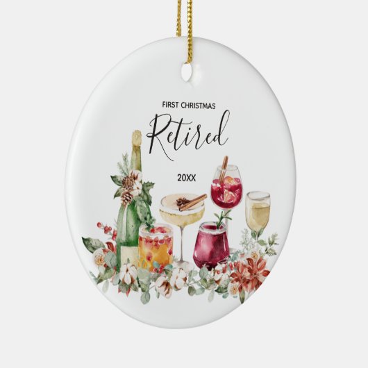 Eerste kerstversiering wijn in ruste keramisch ornament (Rechts)