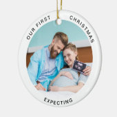 Eerste kerstverwachting Minimale foto Keramisch Ornament (Links)