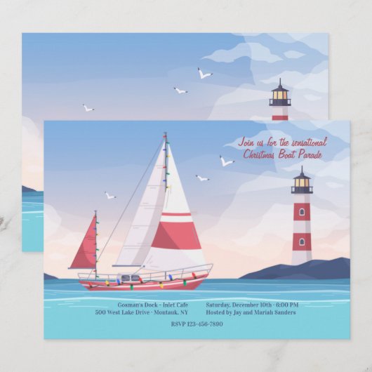 Eerste kerstvioolboot Boat Parade Kaart (Voorkant / Achterkant)