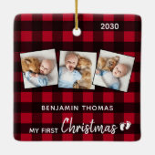 Eerste kerstvioolbuffel foto 3 Foto Baby Keramisch Ornament (Achterkant)