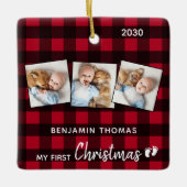 Eerste kerstvioolbuffel foto 3 Foto Baby Keramisch Ornament (Voorkant)