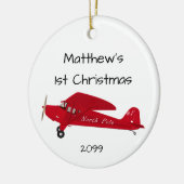Eerste kerstvliegtuig Noordpool Keramisch Ornament (Links)