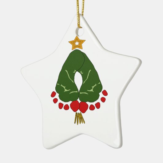 Eerste kerstvoetafdruk voor baby's keramisch ornament (Links)
