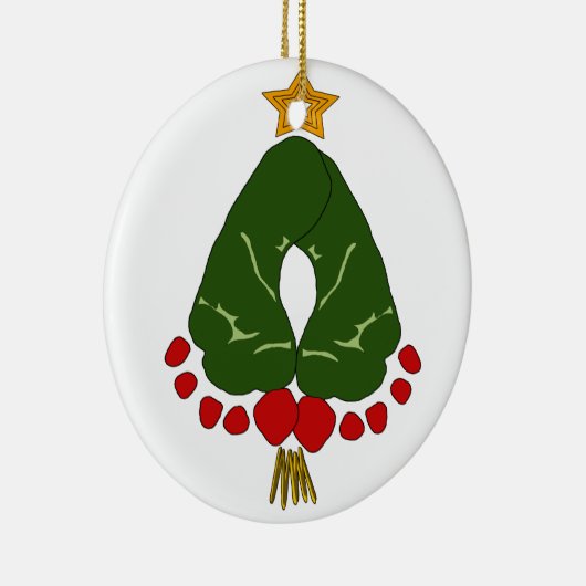 Eerste kerstvoetafdruk voor baby's keramisch ornament (Rechts)