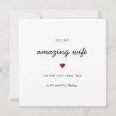 Eerste kerstvrouw romantisch hart naam kaart (Voorkant)