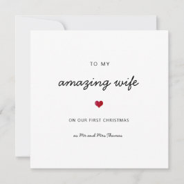 Eerste kerstvrouw romantisch hart naam kaart