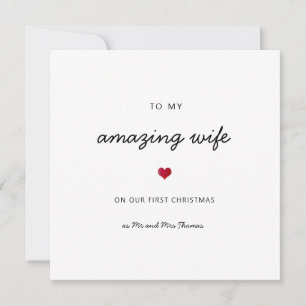 Eerste kerstvrouw romantisch hart naam kaart