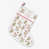 Eerste kerstWaterverf baby voor haar roze Grote Kerstsok (Voorkant (Hangend))