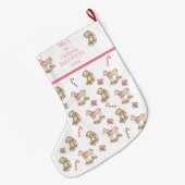 Eerste kerstWaterverf baby voor haar roze Grote Kerstsok (Achterkant (Hangend))