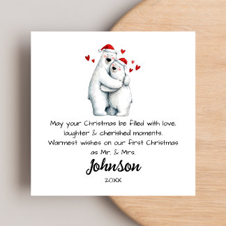 Eerste kerstwaterverf Whimsical beren vakantie Feestdagenkaart