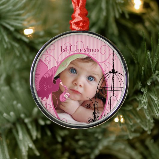 Eerste kerstwinkel Birdcage-foto Kerstmis Metalen Ornament (Boom)