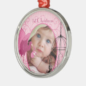 Eerste kerstwinkel Birdcage-foto Kerstmis Metalen Ornament (Links)