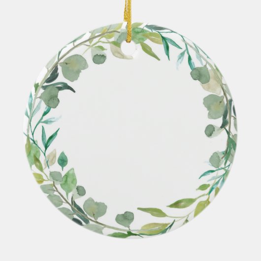 Eerste Kerstwinter als familie van drie Keramisch Ornament (Achterkant)