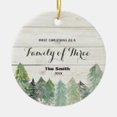 Eerste Kerstwinter als familie van drie Keramisch Ornament (Voorkant)