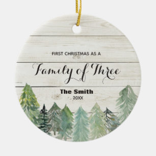 Eerste Kerstwinter als familie van drie Keramisch Ornament