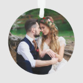 Eerste Kerstwinter Bloemen Goud Foto Terug Ornament (achterkant)