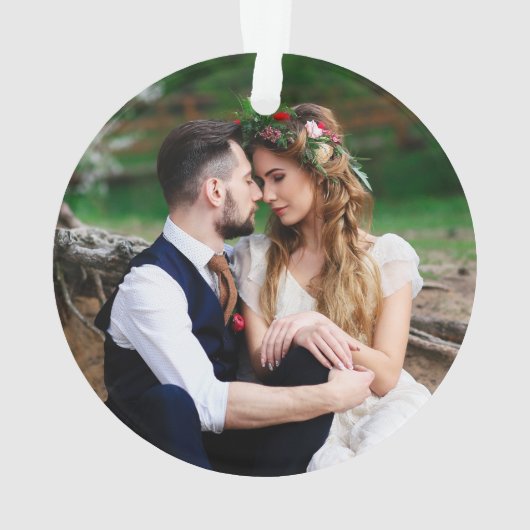 Eerste Kerstwinter Bloemen Goud Foto Terug Ornament (achterkant)