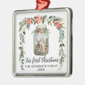 Eerste kerstwinter Floral deer Metalen Ornament (Links)