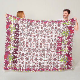 Eerste Kerstwinter Snowflakes Magenta Colorful Fleece Deken