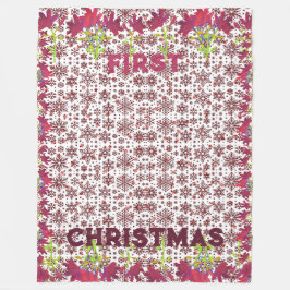 Eerste Kerstwinter Snowflakes Magenta Colorful Fleece Deken