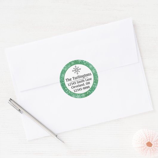 Eerste kerstwintersneeuwvlokken Retouradres Ronde Sticker (Envelop)