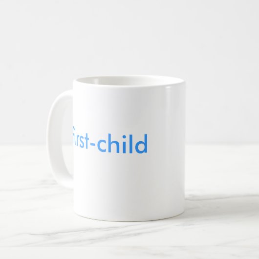 :eerste kind (het is een jongen!) koffiemok (Voorkant links)