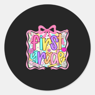 Eerste klas 1e kokette eerste schooldag 1e ronde sticker