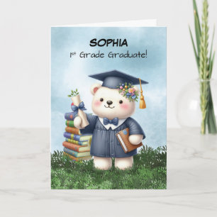 Eerste klas afstudeerbeer meisje gefeliciteerd kaart