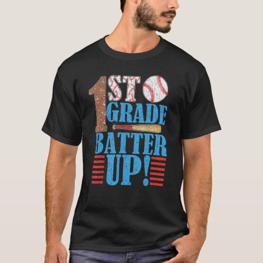 Eerste klas Batter op Baseball Terug naar school T-shirt (Voorkant)