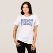 Eerste klas blauwe stip retro Tri-Blend shirt (Voorkant volledig)