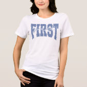 Eerste klas blauwe stip retro Tri-Blend shirt (Voorkant)