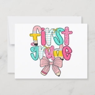 Eerste klas Coquette strik terug naar school eerst Briefkaart