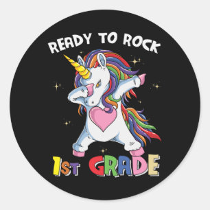 Eerste klas eenhoorn terug naar school klaar om te ronde sticker