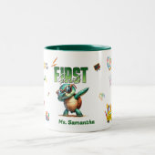 Eerste klas elementaire leraar Dabbing Turtle Tweekleurige Koffiemok (Center)