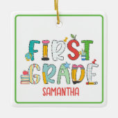 Eerste klas elementen gepersonaliseerde school keramisch ornament (Voorkant)