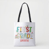 Eerste klas gepersonaliseerde school tote bag (Voorkant)