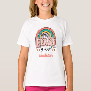 Eerste klas Hallo 1e klas terug naar school regenb T-shirt