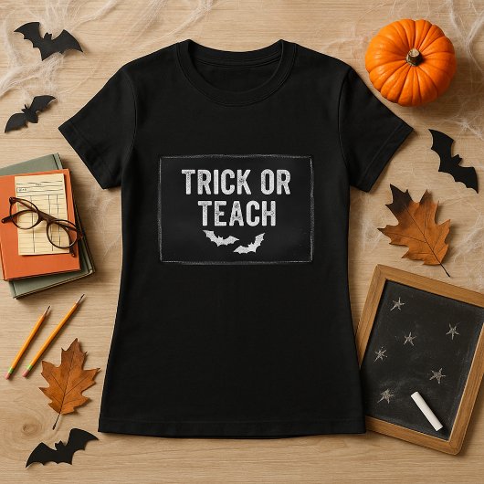 Eerste klas Halloween leraar truc of leer T-shirt