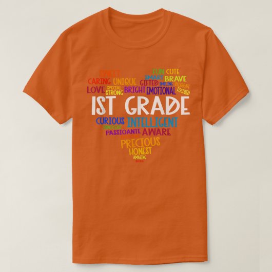 Eerste klas Hart Terug naar school Word Cloud Stud T-shirt (Design voorkant)