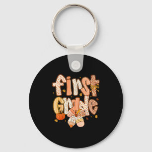 Eerste klas Herfst Bloemen Coquette Bow Teachers S Sleutelhanger
