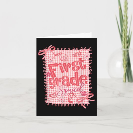 Eerste klas leraar Coquette Bow Lemon Eerste dag O Kaart (Voorkant)