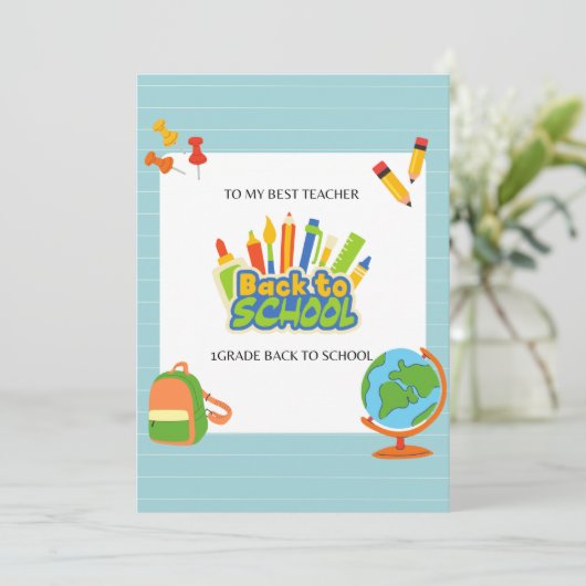 Eerste klas leraar Happy First Day To School Bedankkaart (Staand voorkant)