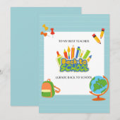 Eerste klas leraar Happy First Day To School Bedankkaart (Voorkant / Achterkant)