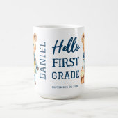 Eerste klas leuke teddybeer in een jas schooltas koffiemok (Center)