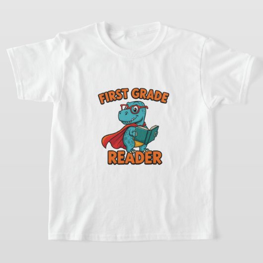 Eerste klas lezer T-Rex dinosaurus terug naar scho T-shirt (Laagn)