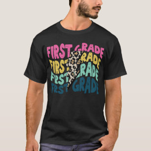 Eerste klas luipaard bliksemschicht leraar terug n t-shirt