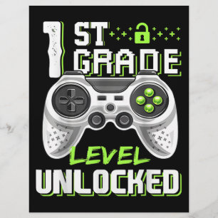 Eerste klas niveau ontgrendeld gamer eerste school flyer