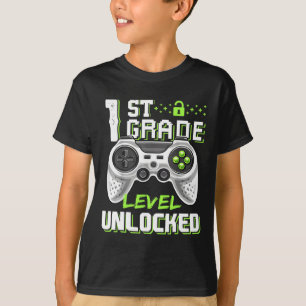 Eerste klas niveau ontgrendeld gamer eerste school t-shirt