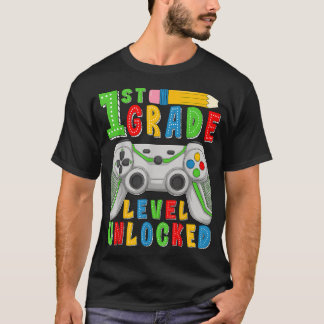 Eerste klas niveau ontgrendeld terug naar school g t-shirt